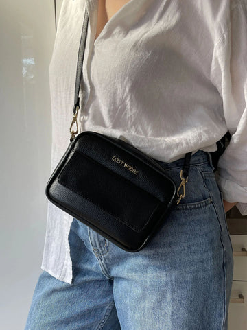 Small Aster Crossbody Bag in Black & Gold