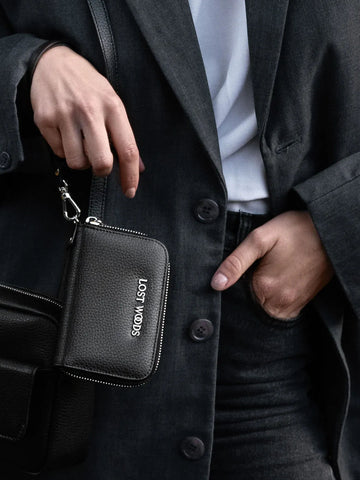 Iris Small Clutch Wallet in Black & Silver