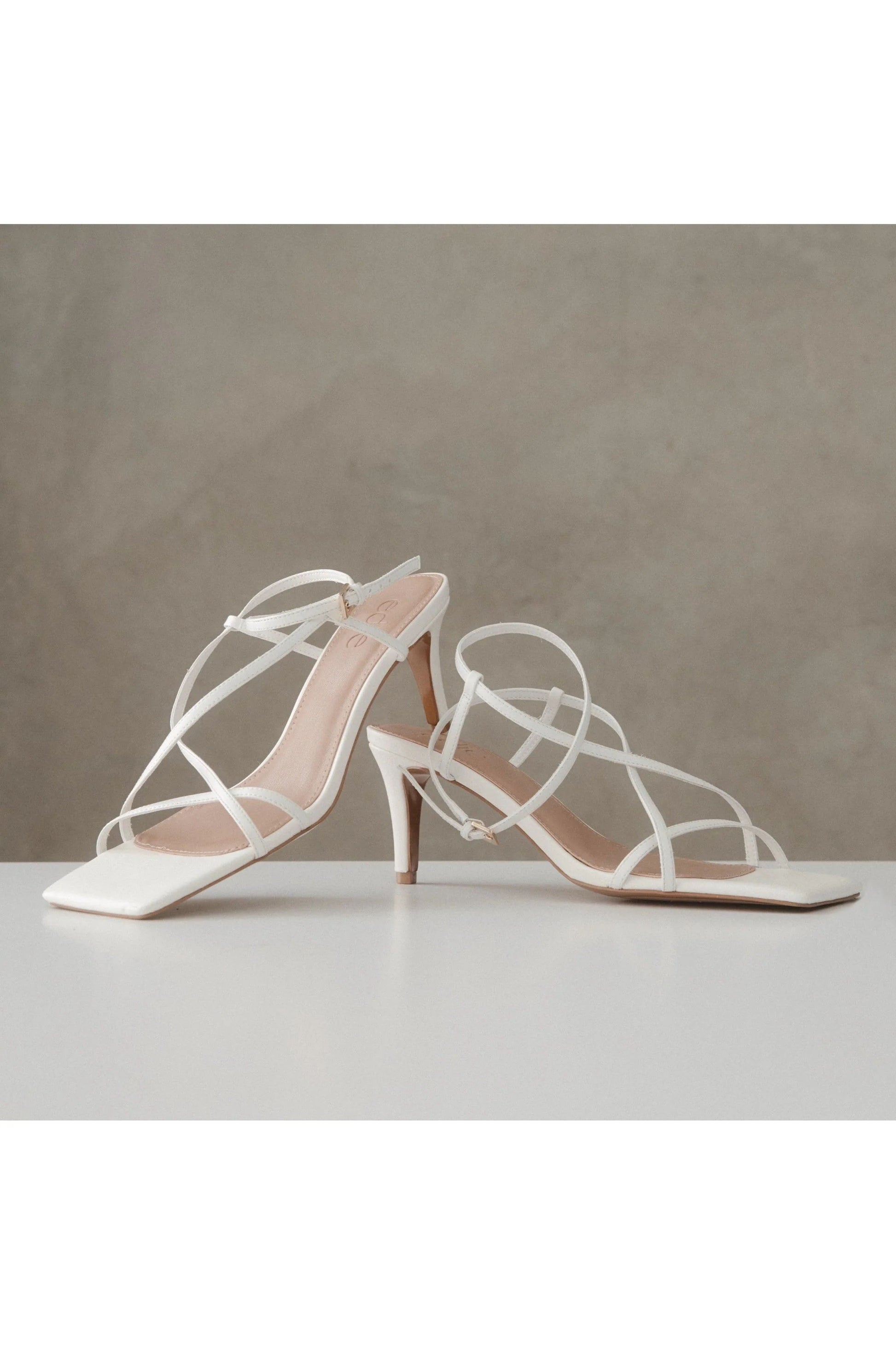 The Stella Multi Strap Heel | White-edie collective-ETHOS