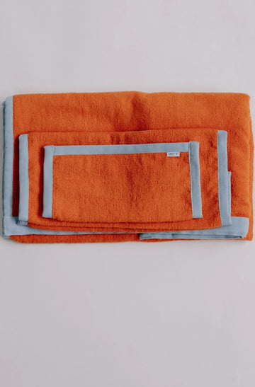 Double Towel Set in Flame & Baby Blue