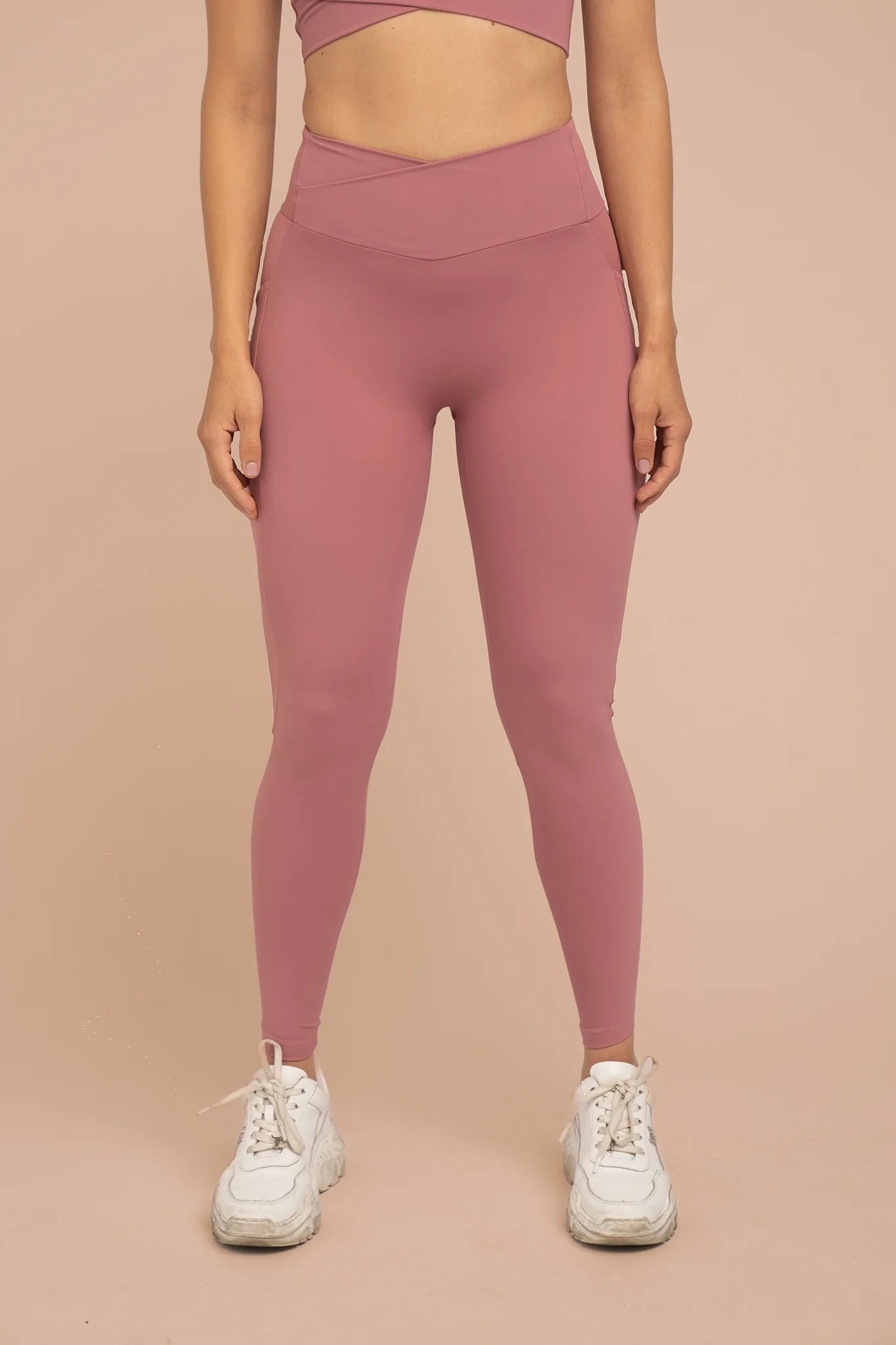 Compressive Wrap Legging with Pockets - Blush