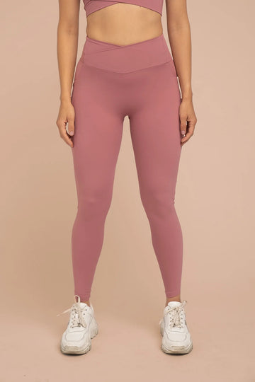 Compressive Wrap Legging with Pockets - Blush