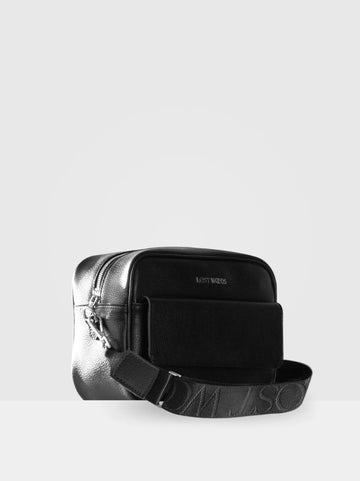 Large Aspen Camera Bag in Black & Silver