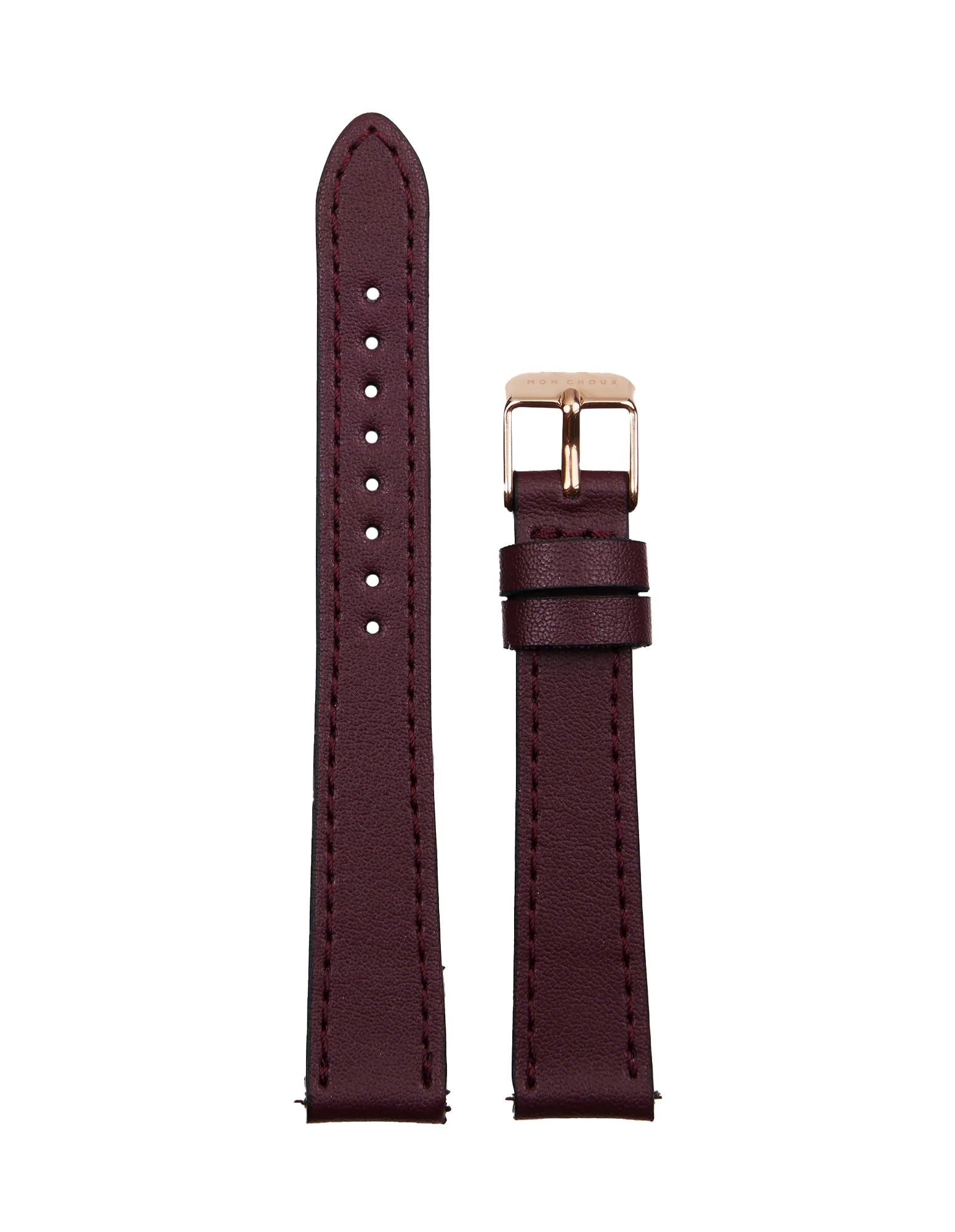 WATCH STRAP - BURGUNDY VEGAN LEATHER - ROSE GOLD BUCKLE | GRAPE 14MM