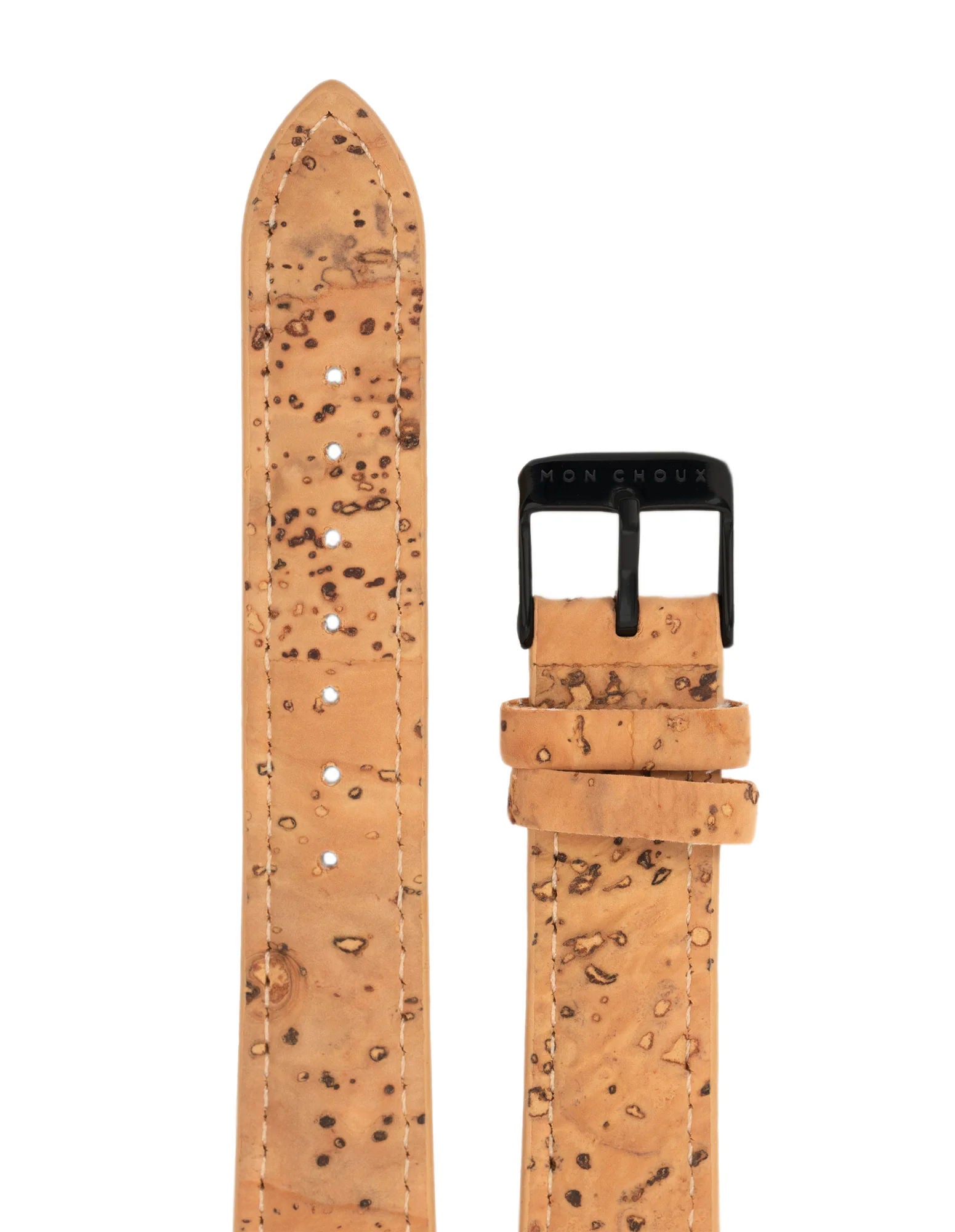 WATCH STRAP - NATURAL VEGAN LEATHER - BLACK BUCKLE | CORK