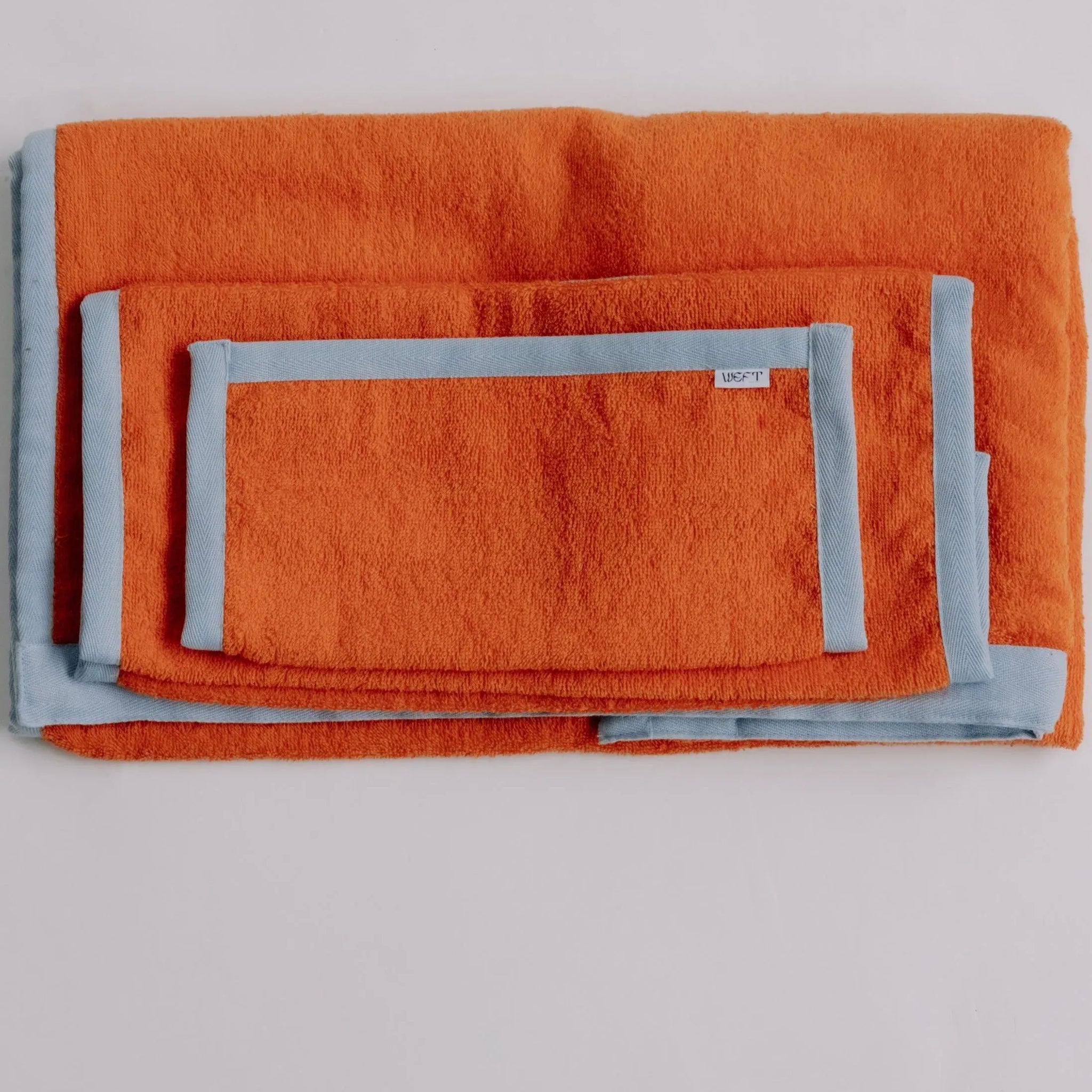 Single Towel Set in Flame & Baby Blue