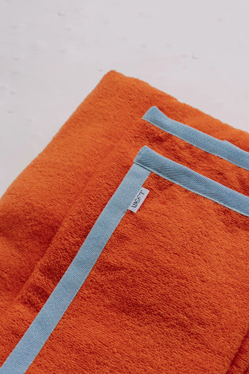 Double Towel Set in Flame & Baby Blue